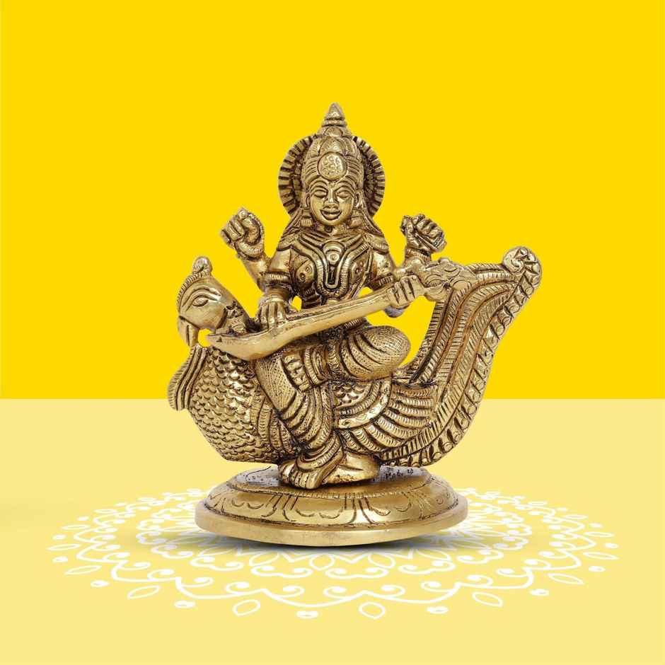 Goddess Saraswati Idol | Brass | 10club