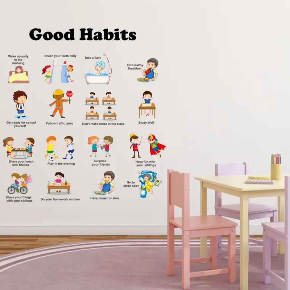 BAY6 Good Habits Removable Sticker - 95cm | Pack Of 1