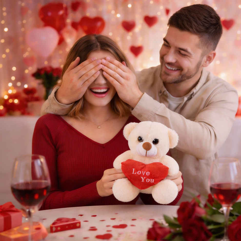 Gillette Fusion Premium Gift Set For Men (1pc) & Webby Plush Teddy Bear With Heart - 25 Cm (1pc) Combo