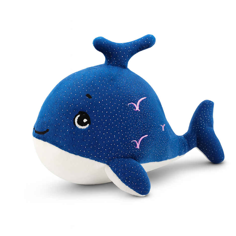 Spanker Blue Whale Soft Toy Cute Plush Whale for Kids Decor - 26 cm