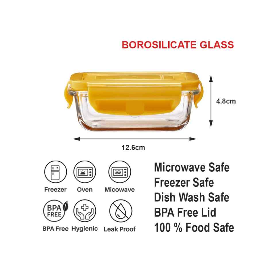 BAY6 Premium Borosilicate Glass, Microwave and Freezer Safe, Airtight Container with Lid 130 ml