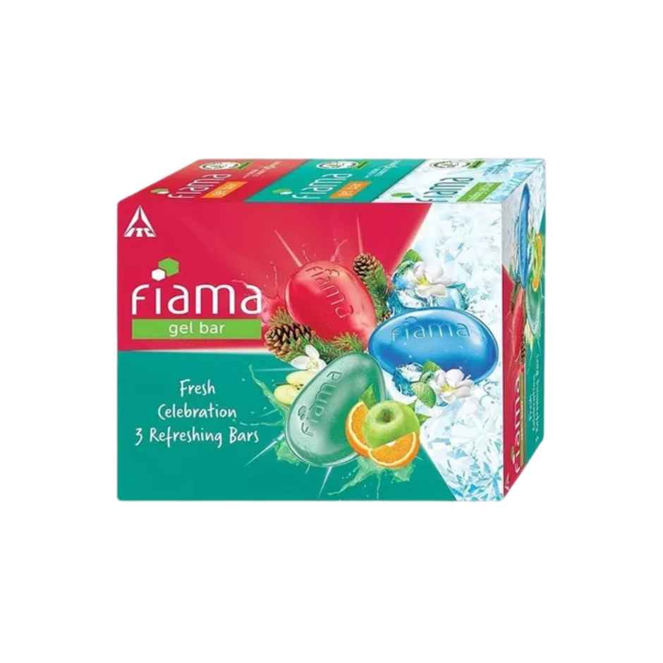 Fiama Gel Bathing Bar Fresh Celebration pack, with 3 Unique Gel Bars, for Moisturized Skin