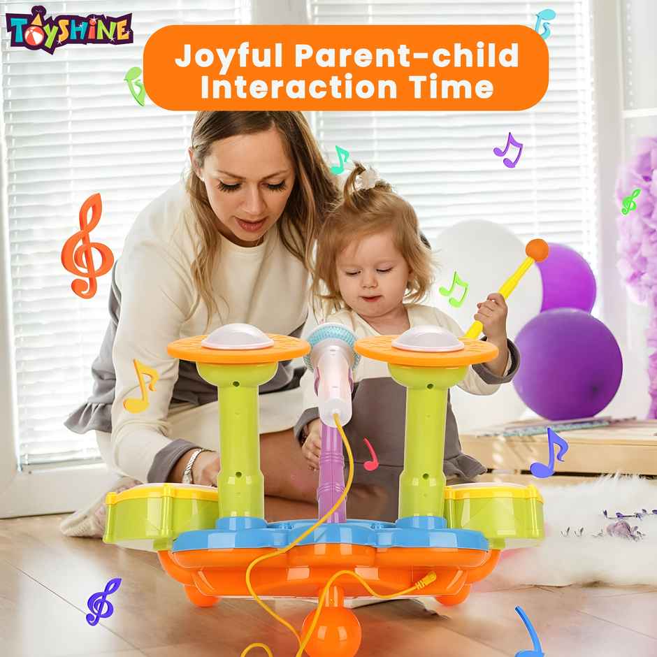 Toyshine Drum Set With Microphone for Kids 3+ | Musical Toy