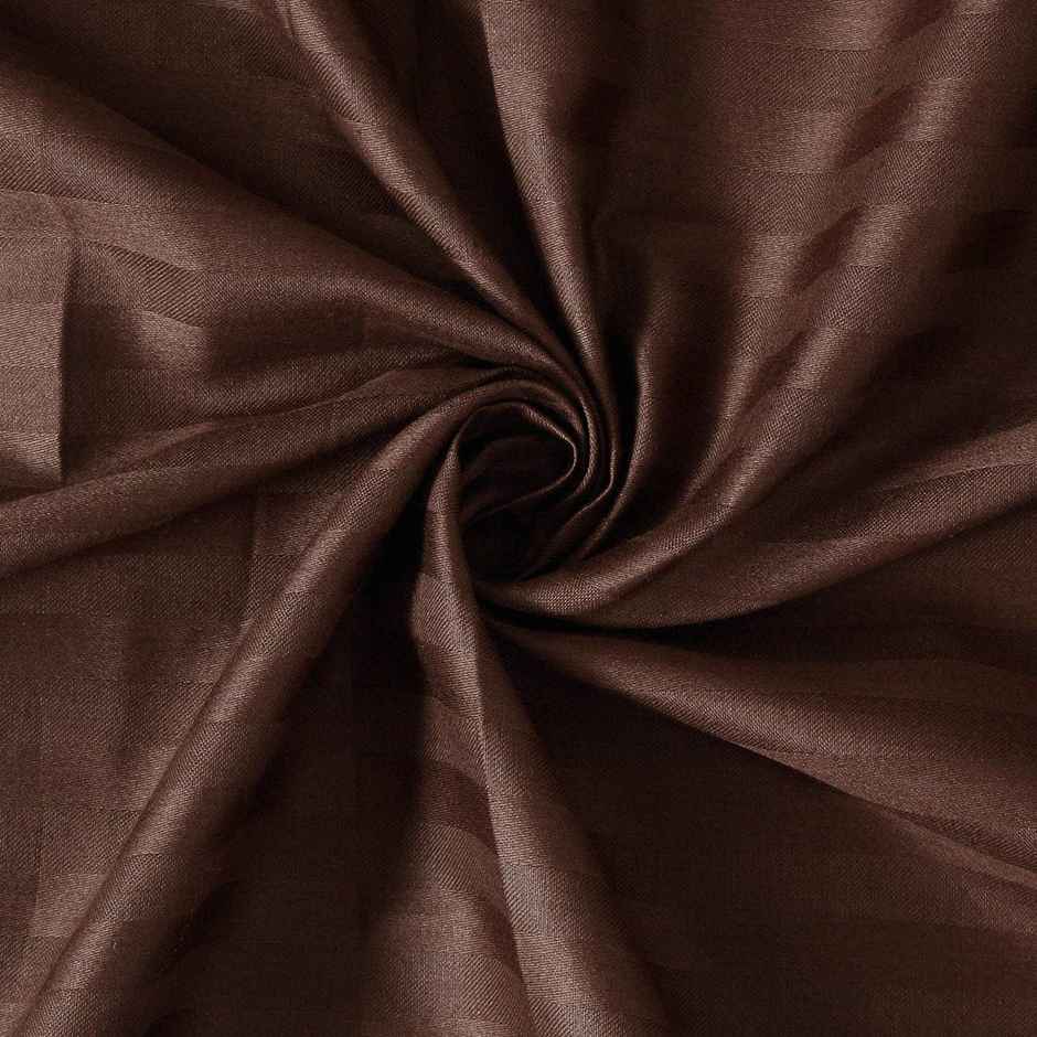 Hosta Homes King Size Satin Cotton 300 Tc Striped Bedsheet | Brown | 109 x 109 in