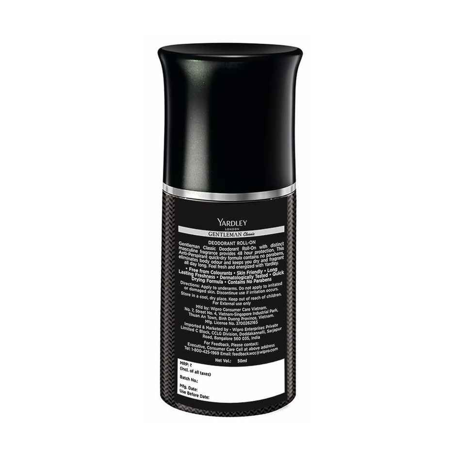 Yardley London Gentleman Classic Deodorant Roll-On With 48-Hours Long Lasting Scent For Men