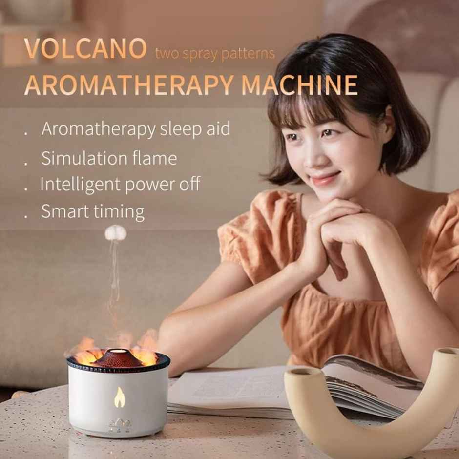 Desidiya Volcano Flame Aroma Diffuser, Portable Humidifier With Auto Shut-Off