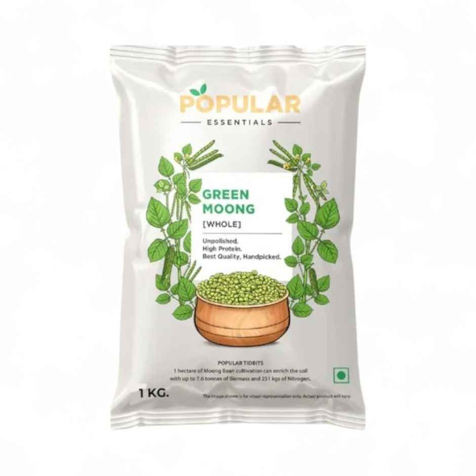 Popular Essentials Green Moong Whole