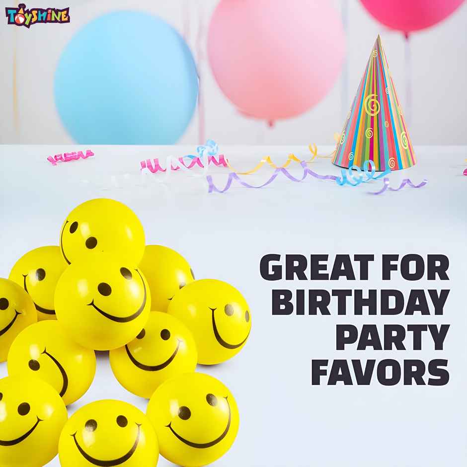 Toyshine 12 Smiley Squeeze Sponge Balls| For Stress Relief | Therapy | And Party Fun