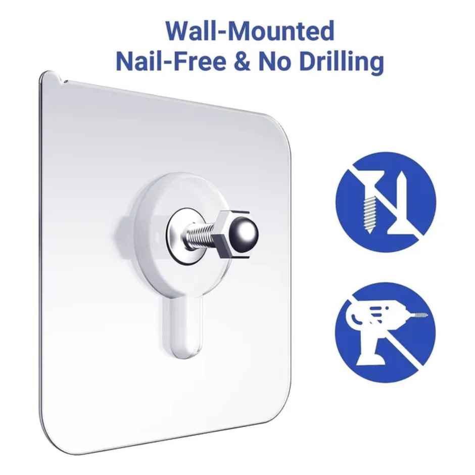 Perpetual Nail Wall Hooks | Heavy Duty | Transparent | Waterproof | Multipurpose | Set of 15