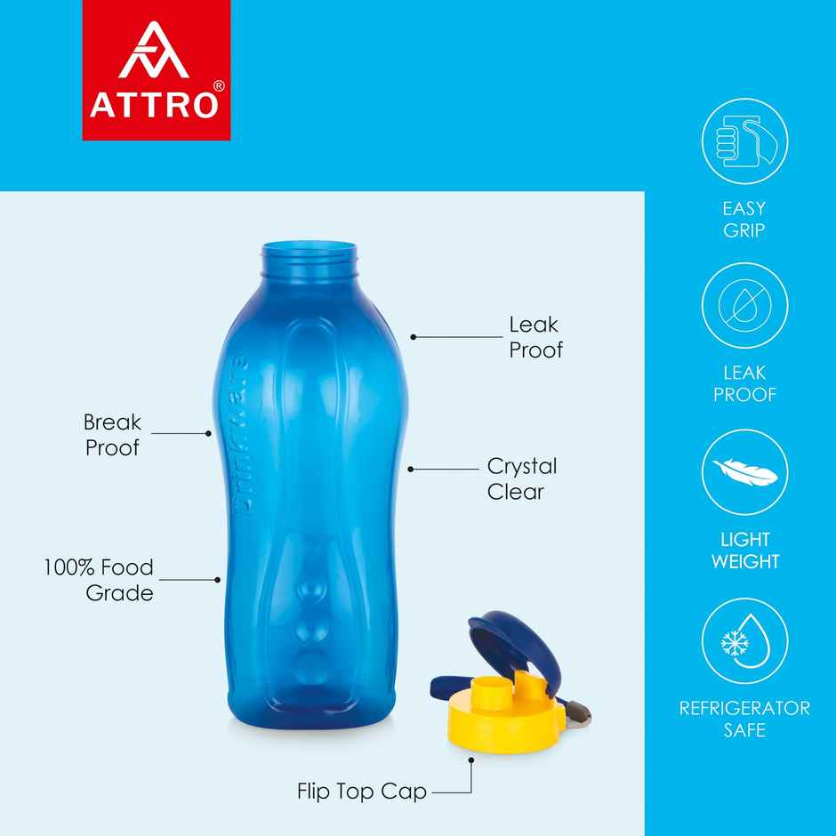 Attro Drinkware Gym 2-Liter BPA-Free Water Bottle with Leak-Proof & Easy to carry Nylon Strap Blue