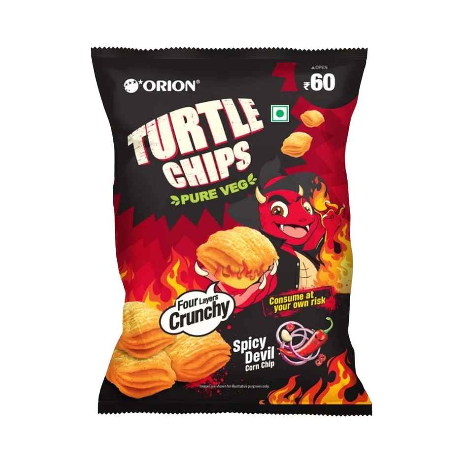 Orion Turtle Chips - Spicy Devil Korean corn chips (Buldak flavor)