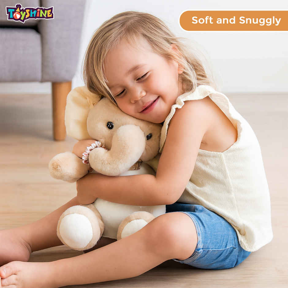 Spanker Elephant Soft Toy Cute Plush for Nursery | Cream - 27 cm