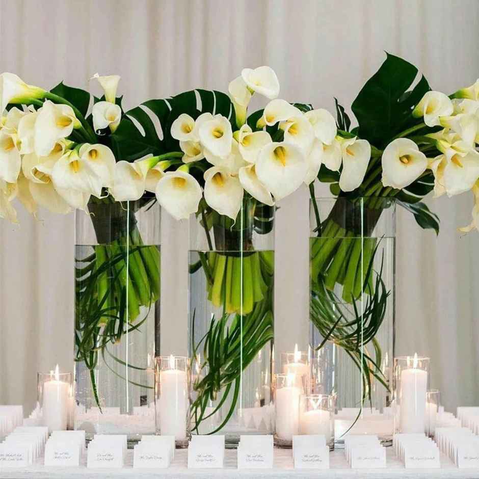 Tied Ribbons 10 Pcs Artificial Calla Lily Flowers Bunch