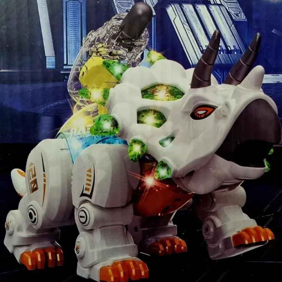 Toyshine Battery Operated Triceratops Dinosaur Toy with Lights-Sound | Age - 3+ | Multi