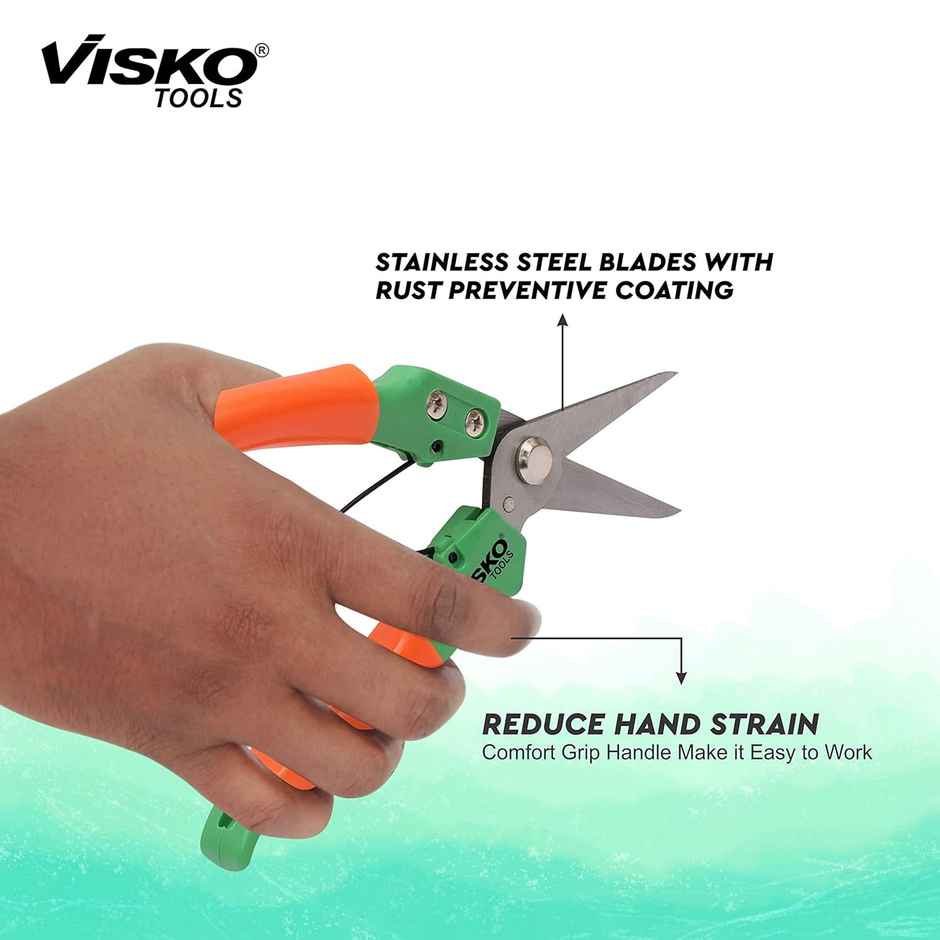 Visko 641 Garden Pruner, 10 Inch Garden Bypass Pruning Shears, Tree Trimmers Bypass Pruner | Manual