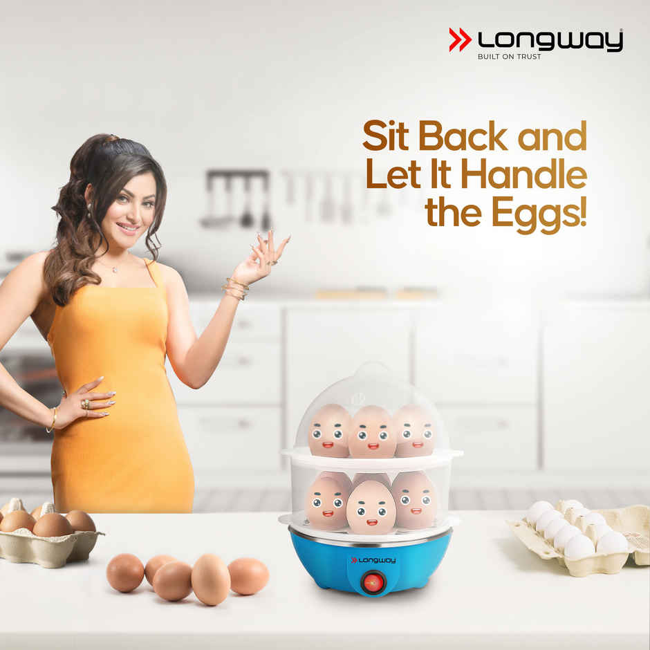 Longway Eggo 350 Watt Egg Boiler/Cooker for Steaming, Cooking & Boiling (Blue, 14 Eggs)