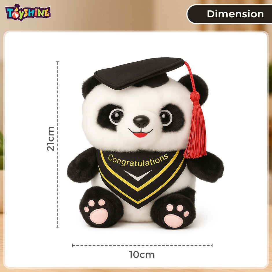 Spanker Graduation Panda Cute Plush Panda with Cap - 21 cm