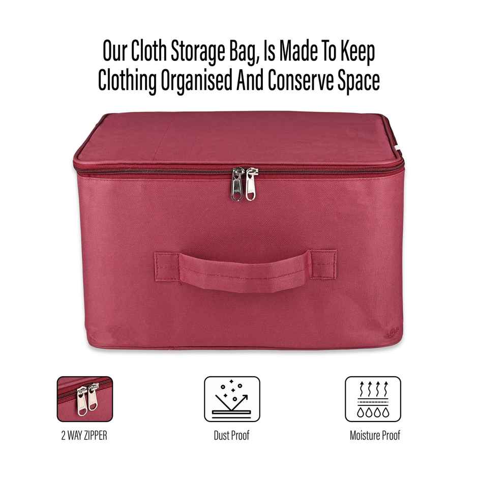 Kuber Industries Waterproof Travel Storage Bag | Foldable Saree & Clothes Organizer | Maroon