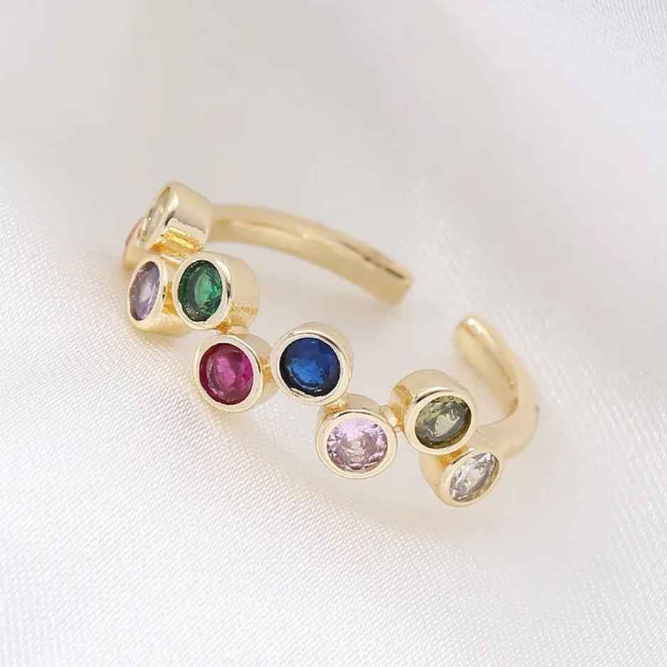 Just Lil Things Zig Zag Aligned Multicolor Stone Gold Rings | Jltr0169