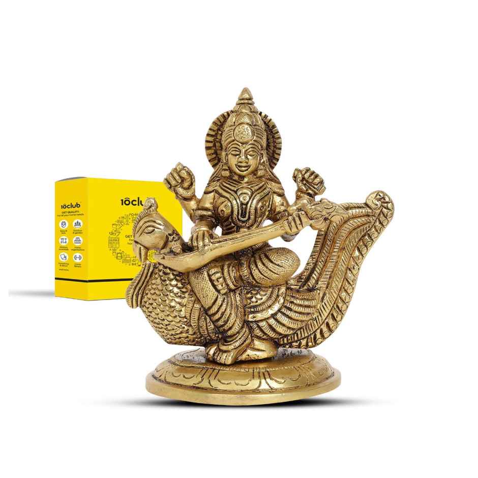 Goddess Saraswati Idol | Brass | 10club
