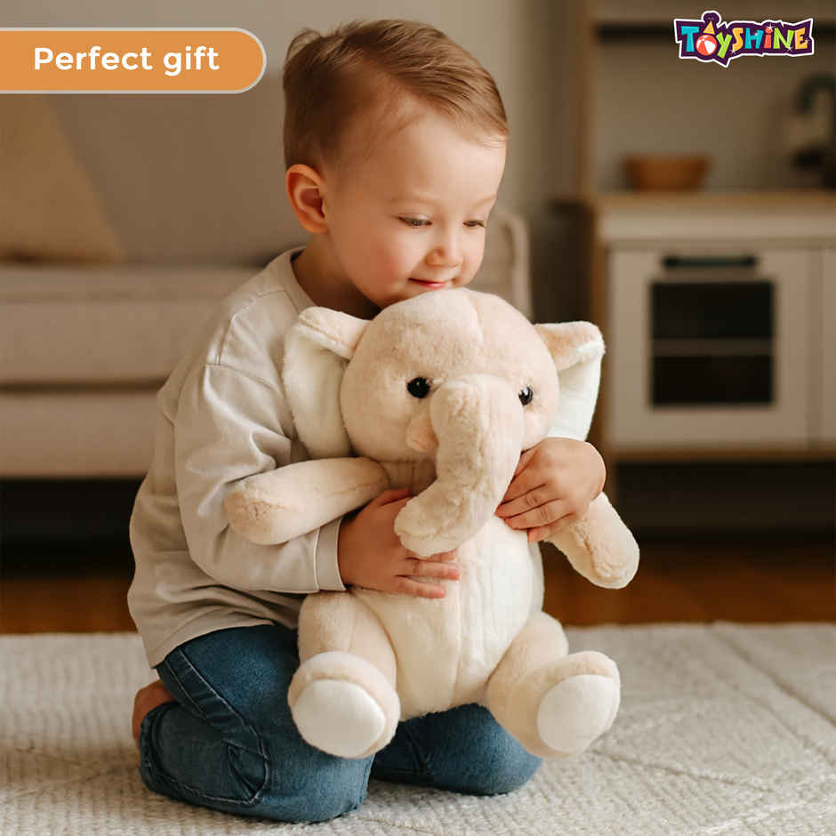 Spanker Elephant Soft Toy Cute Plush for Nursery | Cream - 27 cm