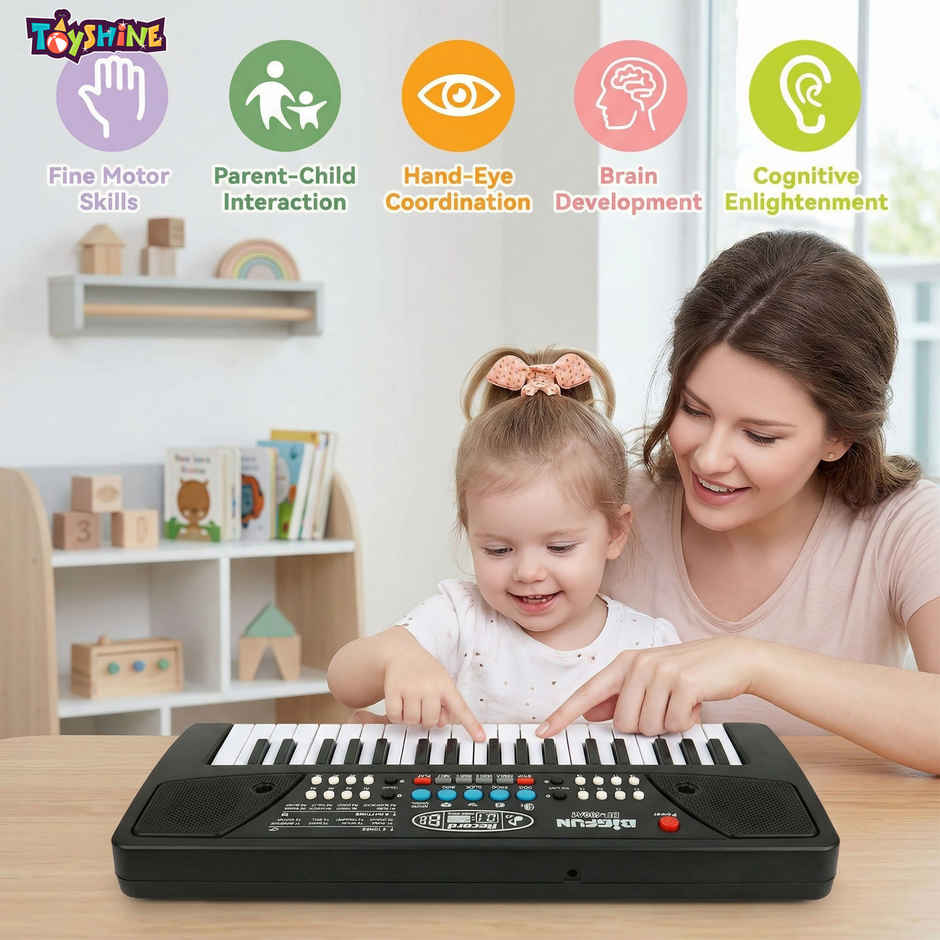 Toyshine 37 Key Piano Keyboard Toy for Kids DC Power Option + Recording + Microphone- New