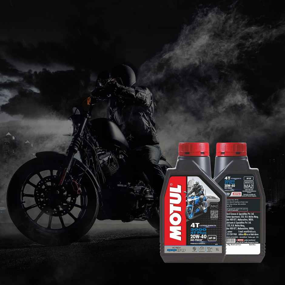 Motul 3000 4T Plus 20W40 Api Sn Hc Tech Engine Oil For Bikes | 1L (1l) & Gomechanic Multipurpose Lubricant Spray 400Ml-Advanced Formula For Rust Prevention (1pc) Combo