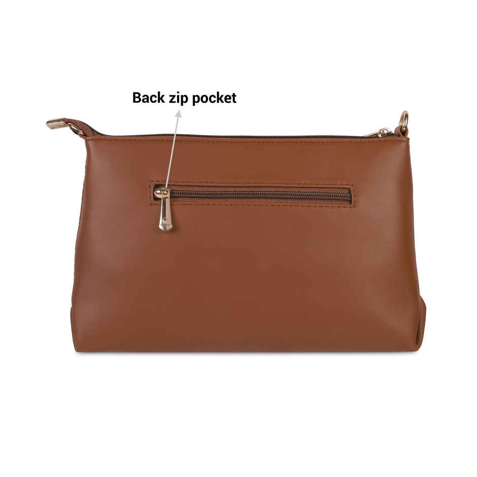 Mochi Tan Synthetic Sling Bag for Women | 66-7751-23