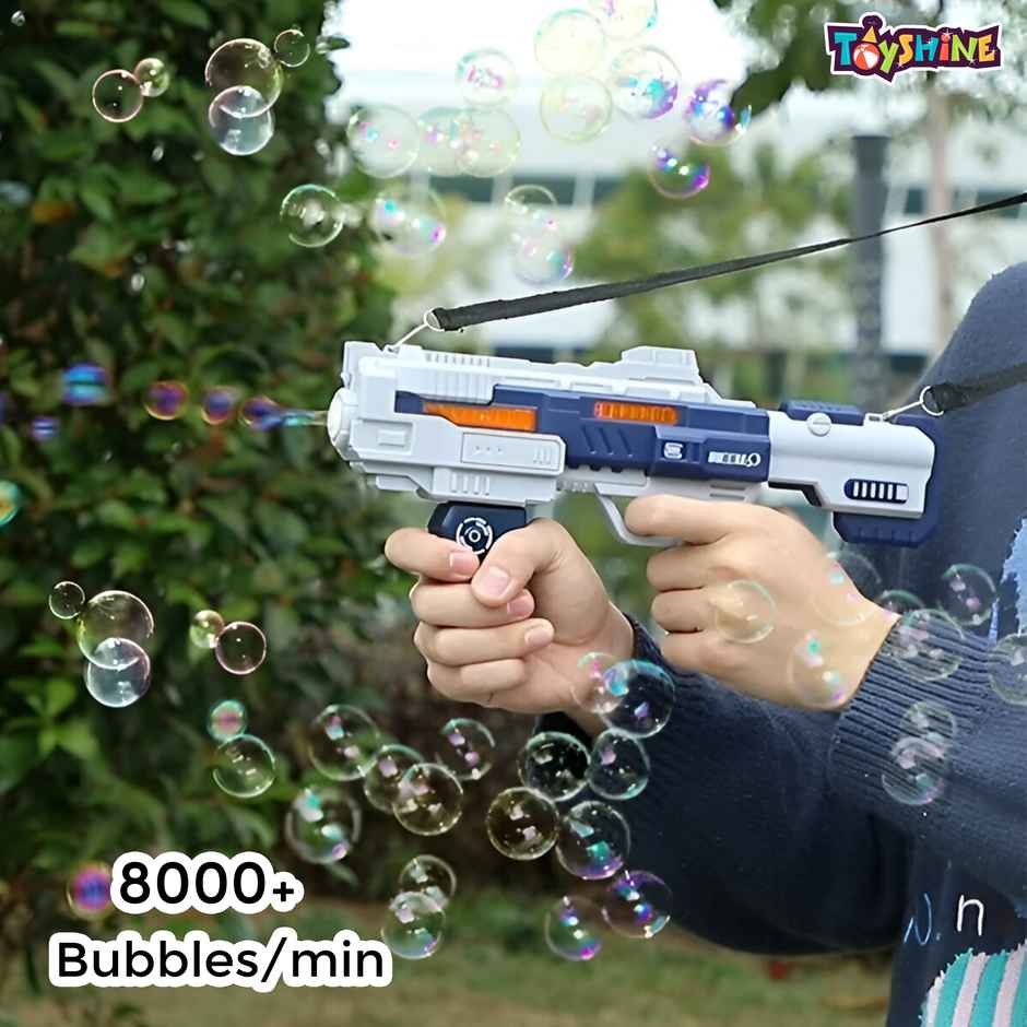Toyshine Automatic Bubble Machine With Leak-proof Design | Led Lights & Music - White