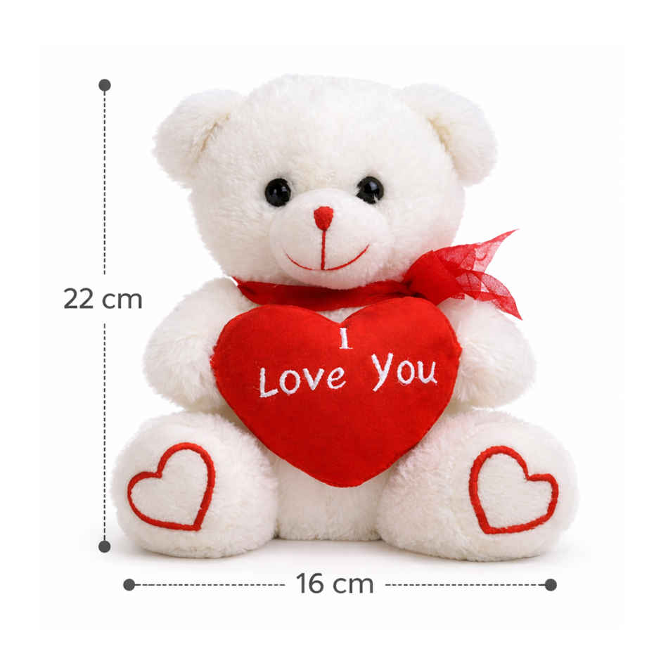 Webby Plush Teddy Bear with Heart | 22 cm | Beige