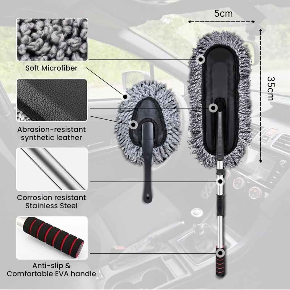 Autoguys Majiko & Small Duster Combo Soft Microfiber Car Duster Brush Home Duster Kitchen Cleaning