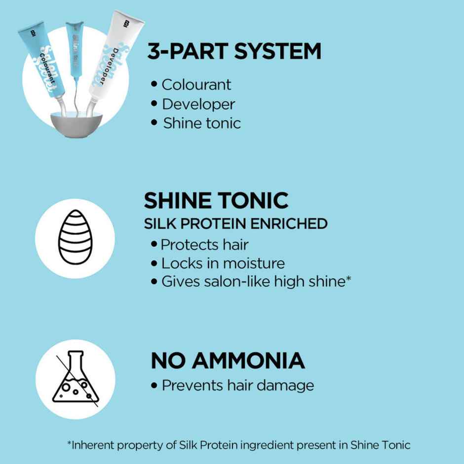 BBLUNT Salon Secret High Shine Creme Hair Colour Chocolate Dark Brown 3, No Ammonia