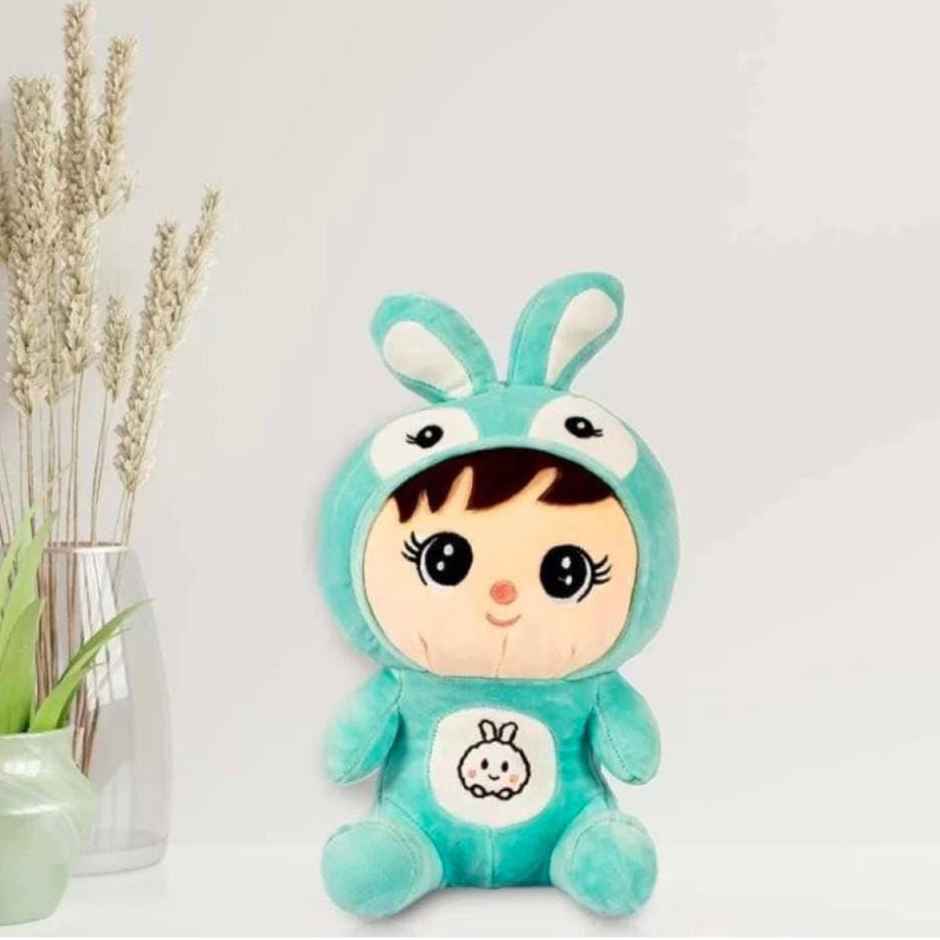 DearJoy Bunny Rabbit with Cap Doll Toy Blue - 27cm