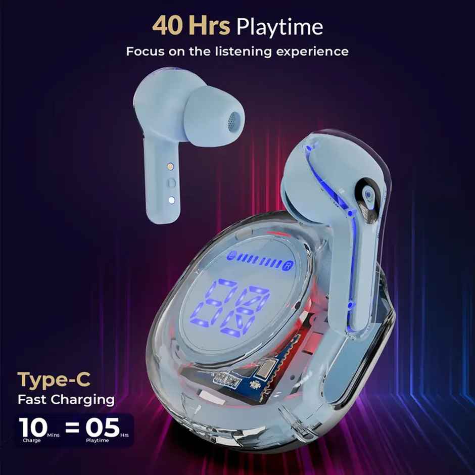 Aroma NB121 Almaty - 40 Hours Playback | TWS | Fast charging with Digital Display | Blue