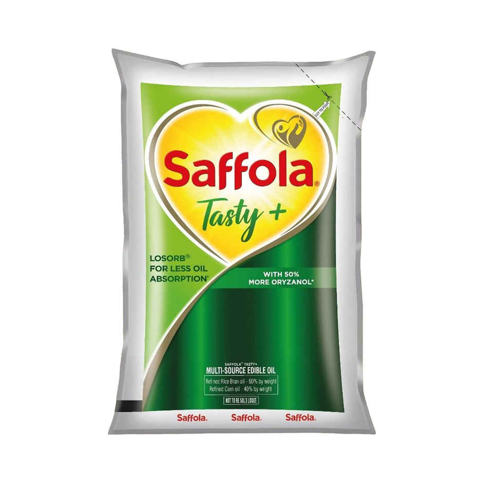 Saffola Tasty + Refined Rice bran & Corn Oil | 50% More Oryzanol | Multi-Source Edible Oil