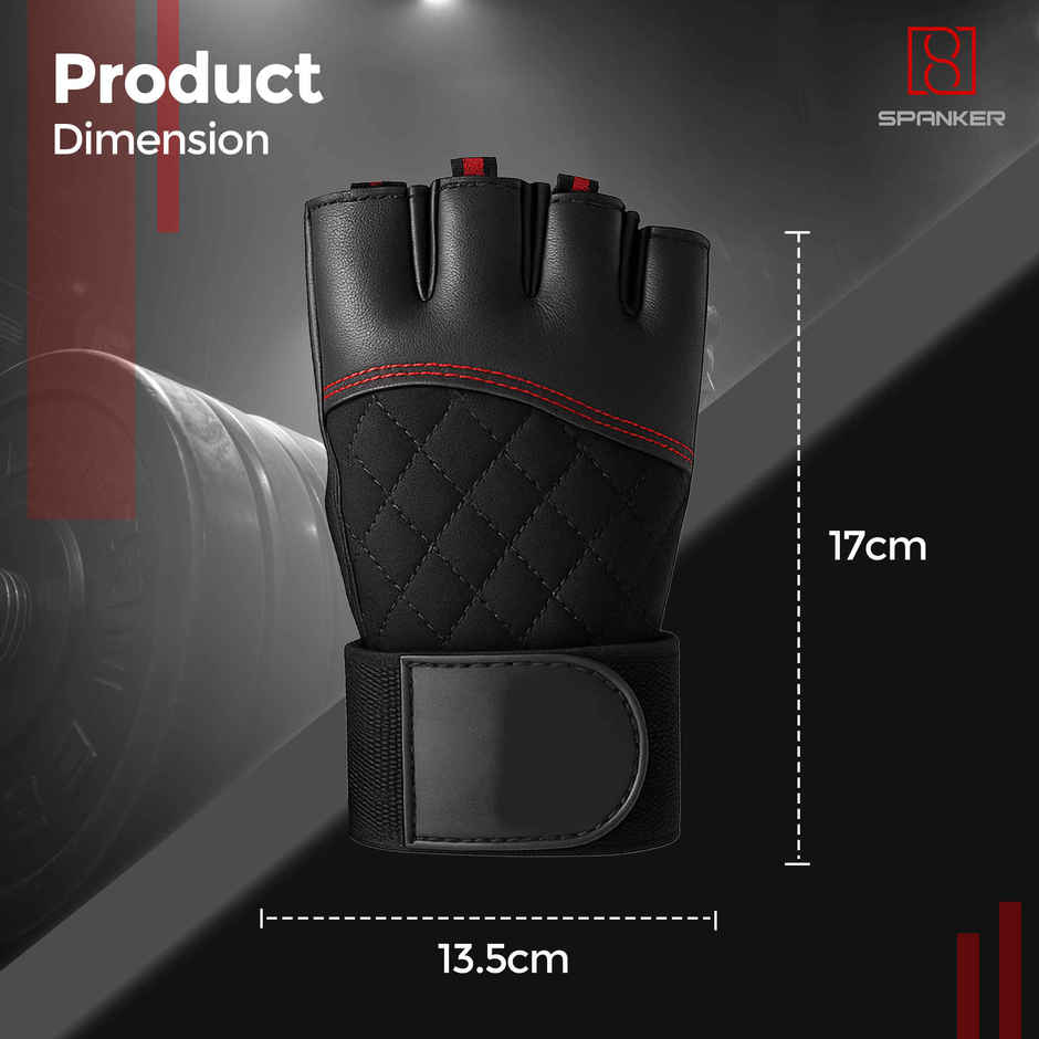 Spanker Sports Regular Gym Gloves for Men, Half-Finger Workout Gloves with Wrist Support