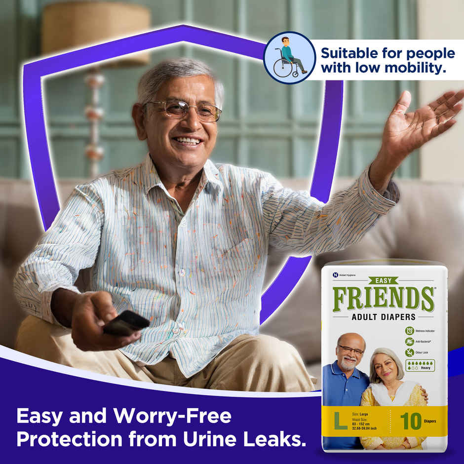 Friends Adult Diaper Tape| Easy Type | L | 32.68 - 59.84 inch Combo