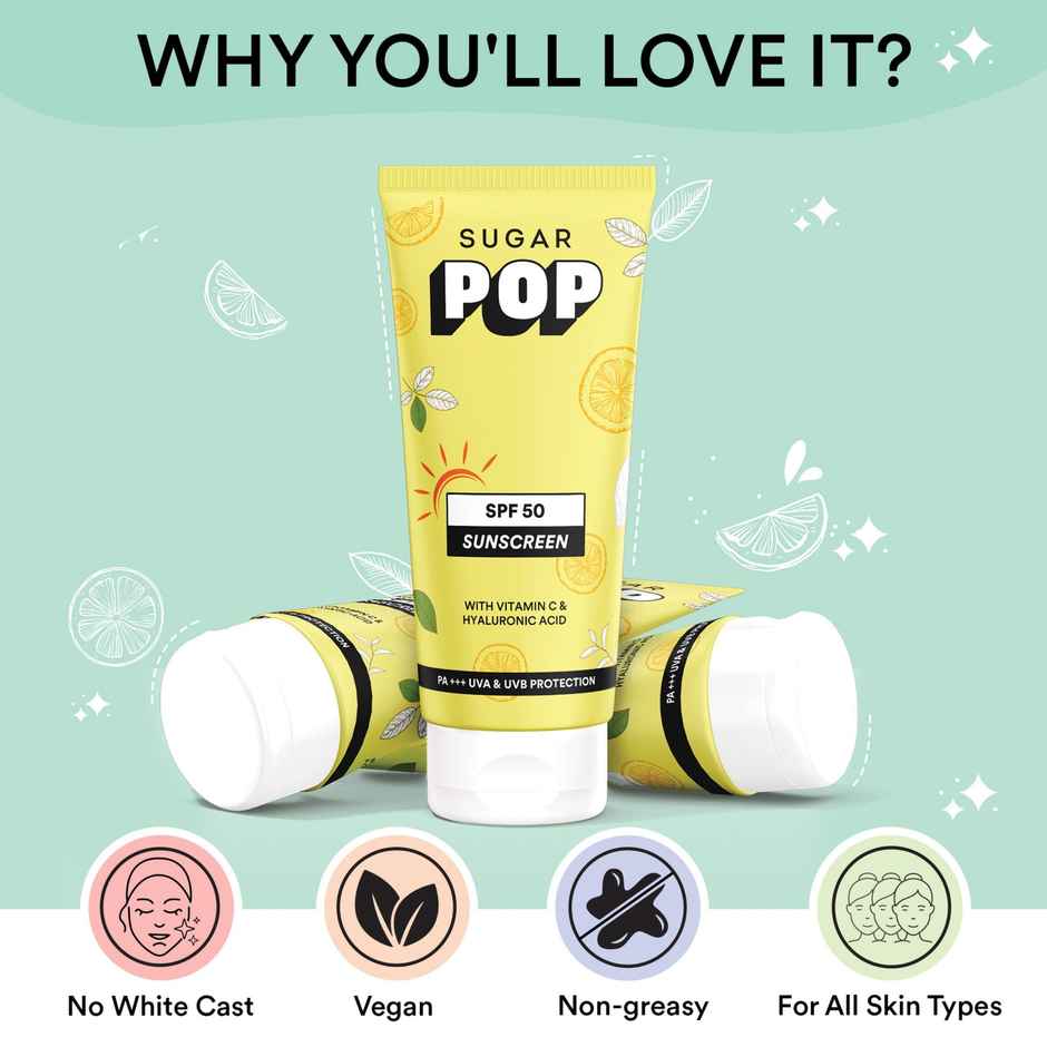 SUGAR POP SPF 50 Sunscreen With Vitamin C And Hyaluronic Acid
