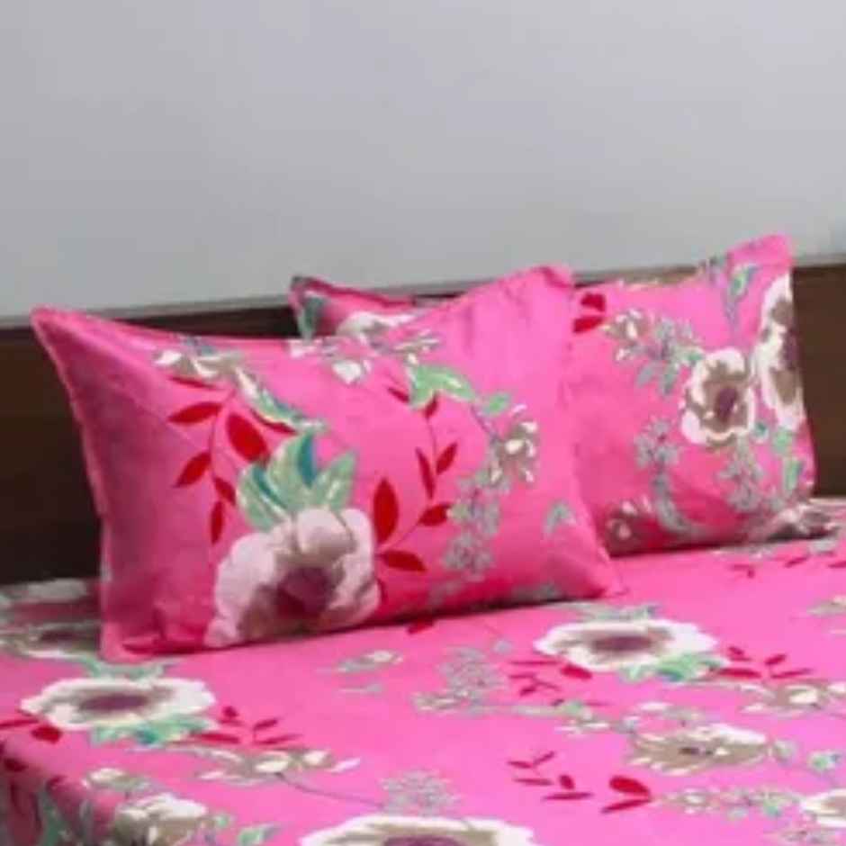 Bombay Dyeing Vista 144 Tc Queen Size Bedsheet With 2 Pillow Covers - Pink (1pc) & Igp Interflora Tuberose Luxury Reed Diffuser (1pc) Combo