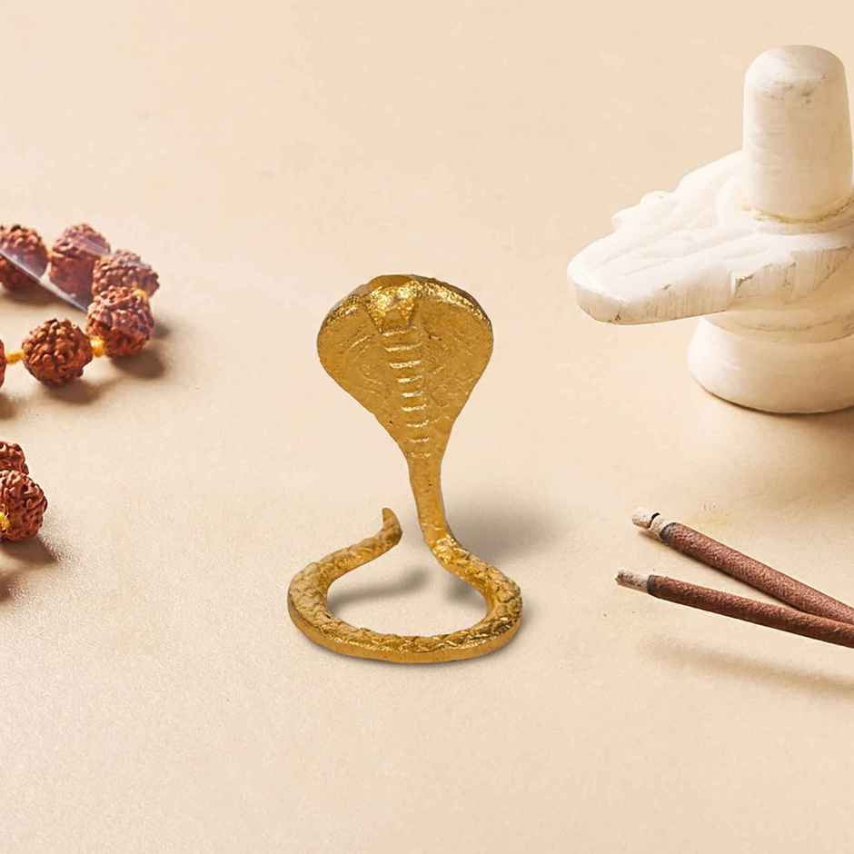 Brass Snake - 3 inch | Solid & Well-Defined for Home or Temple | Svasti