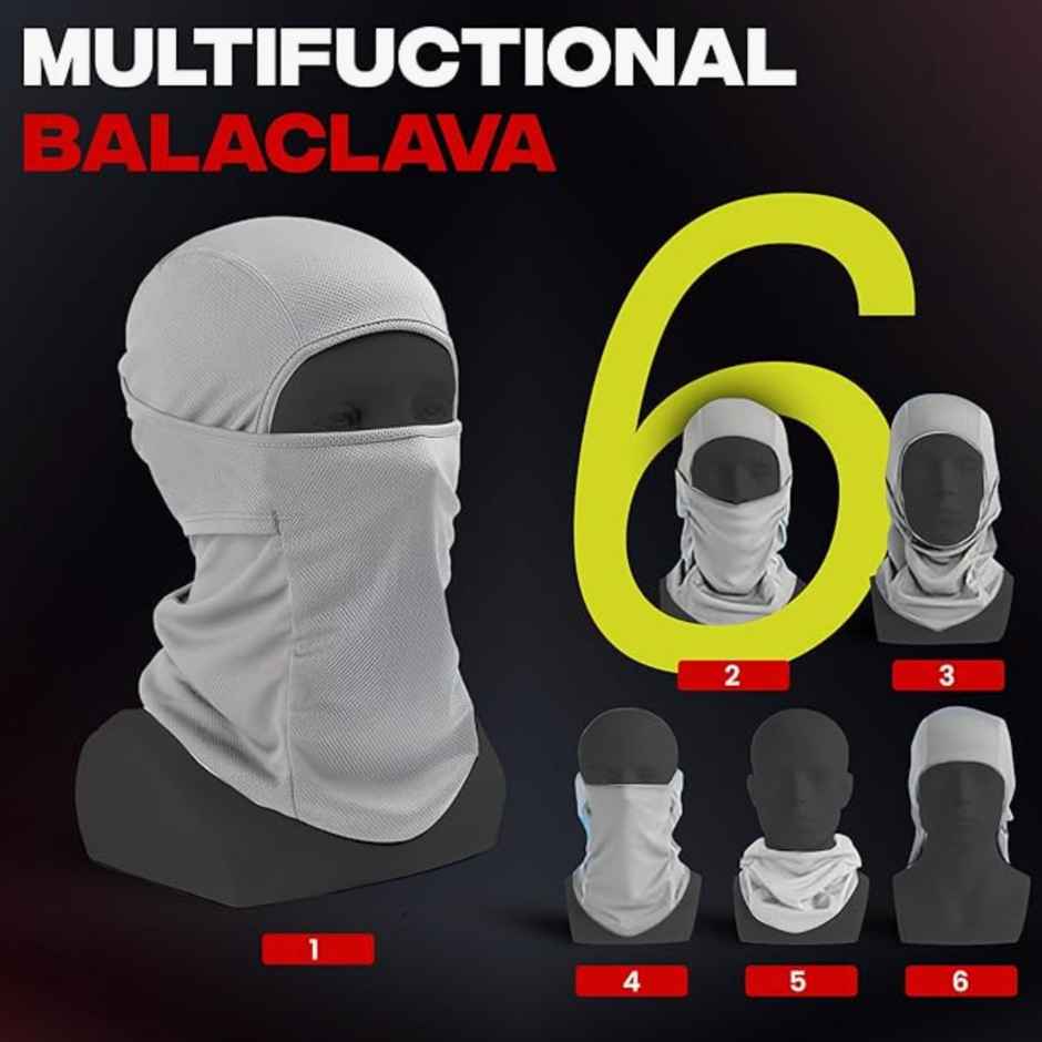 Autofy Cool-Max Balaclava Full Face Mask Helmet Liner | Grey - 240 Gsm Quick Dry Fabric