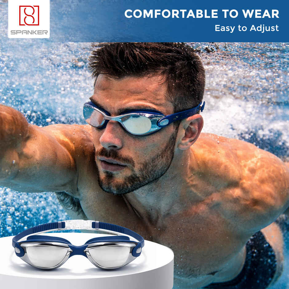 Spanker Sports Anti-Fog UV Swimming Goggles with Adjustable Strap & Case Unisex