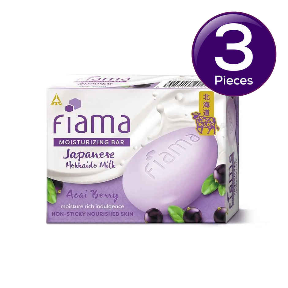 Fiama Skin Barrier Strengthening Moisturizing Soap  Bar | Japanese Hokkaido Milk & Acai Berry Combo