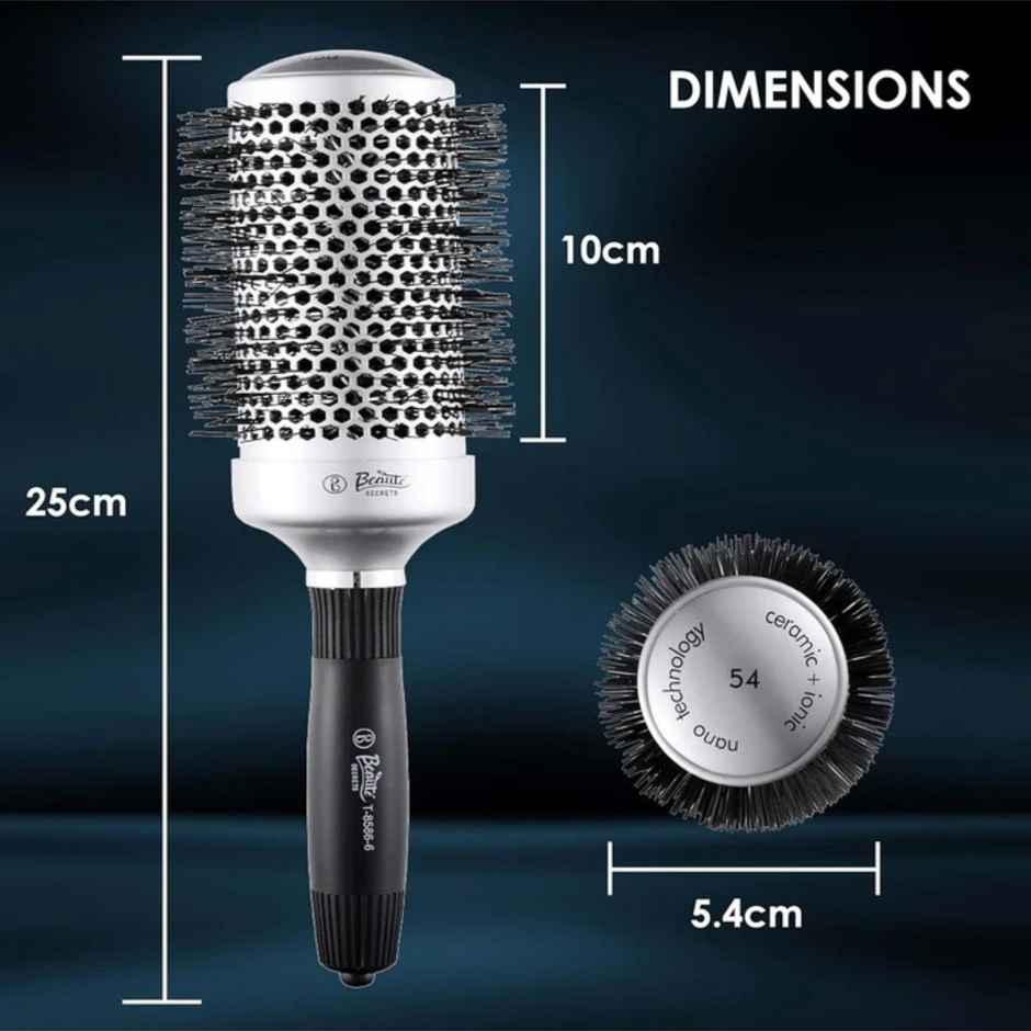 Beaute Secrets Professional Round Ceramic Ion Thermal Barrel Brush for Blow Drying 54 mm