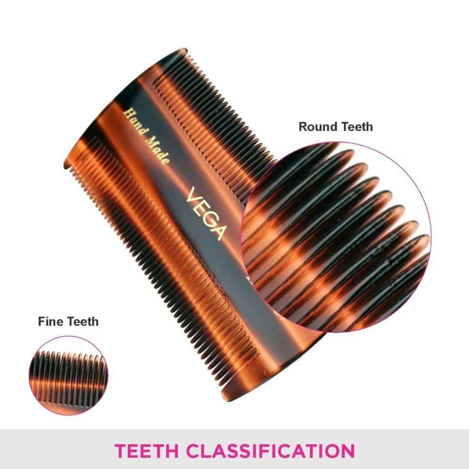 Vega Handcrafted Lice Hair Comb made with Cellulose Acetate for Men & Women (HMC-37)