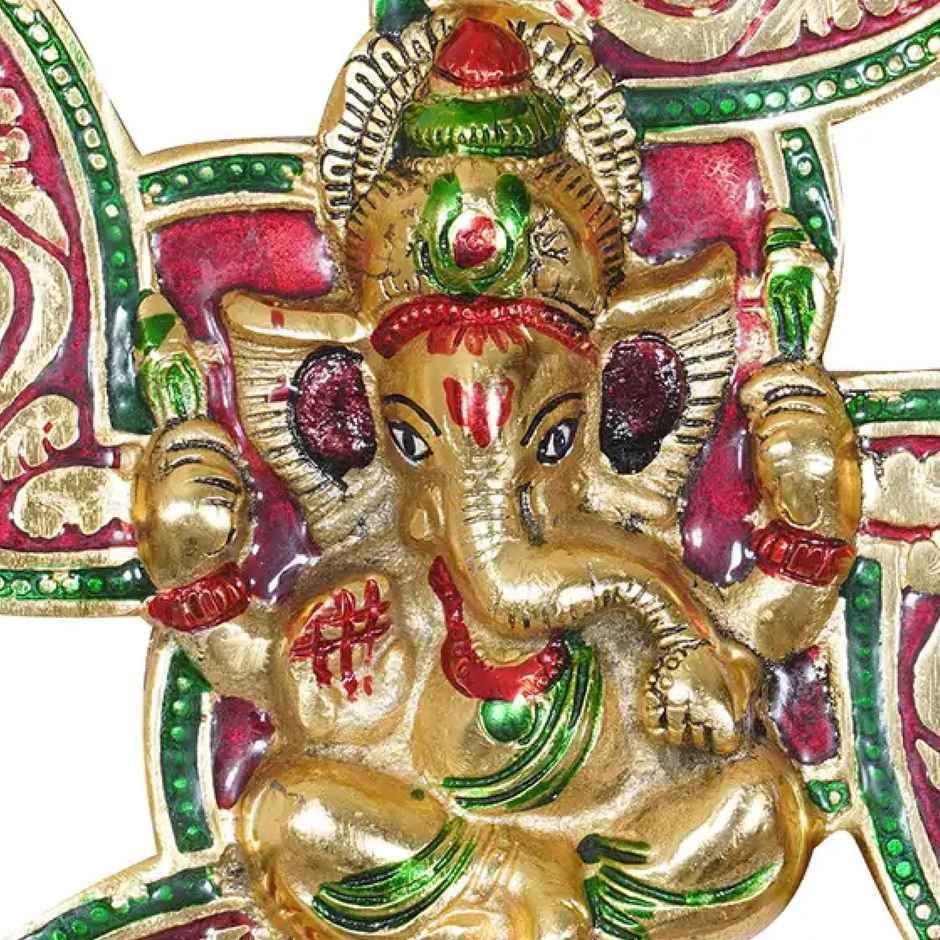 Ganesh Ji on Meenakari Swastik Wall Hanging | Devnidhi