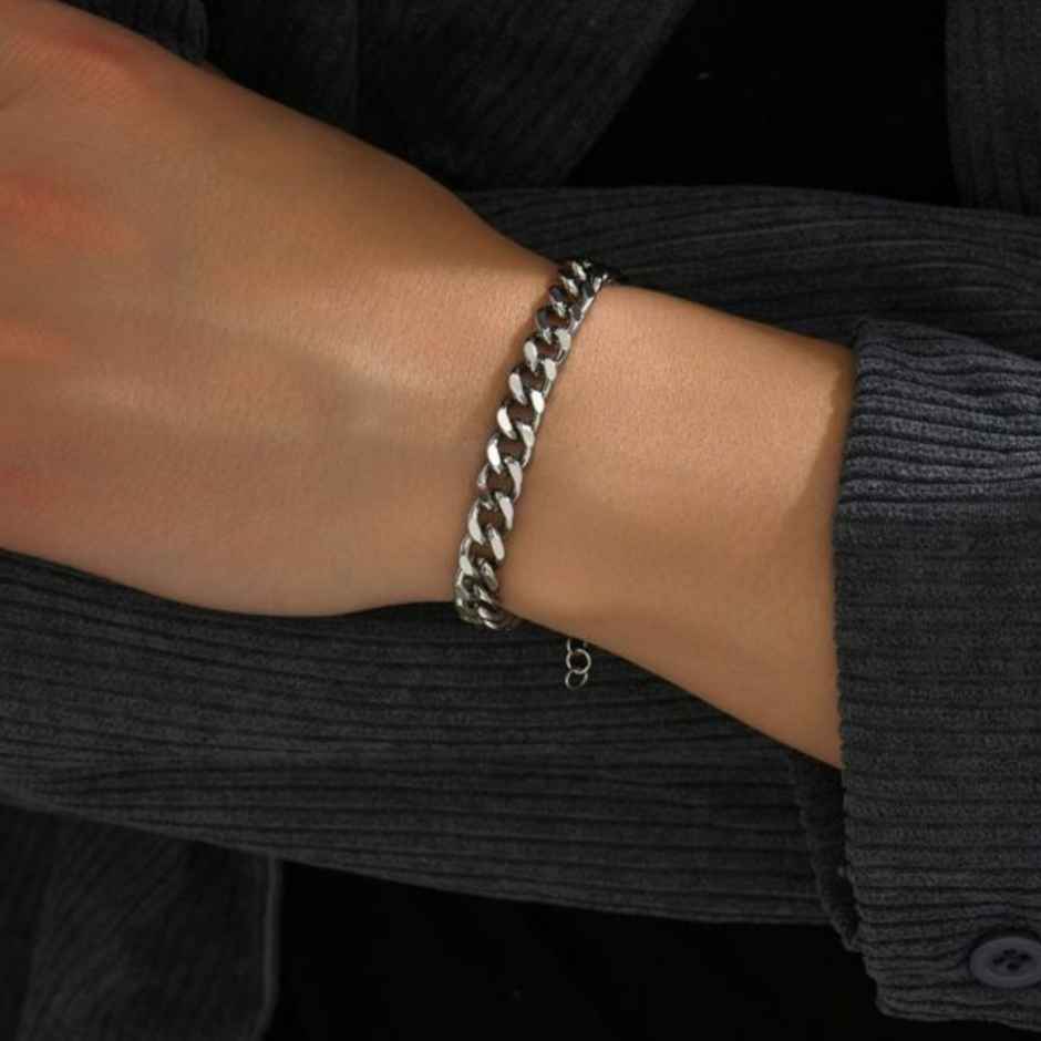 SALTY Alpha Classic Cuban Bracelet for Men and Boys| Anti-Tarnish | Silver