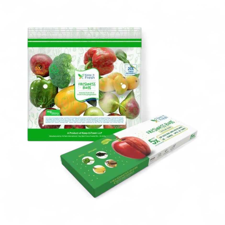 Dr. Bio Keep It Fresh Zip Lock Bags, Re-Sealable Zipper Extending Shelf Life of Fruits, Vegetables