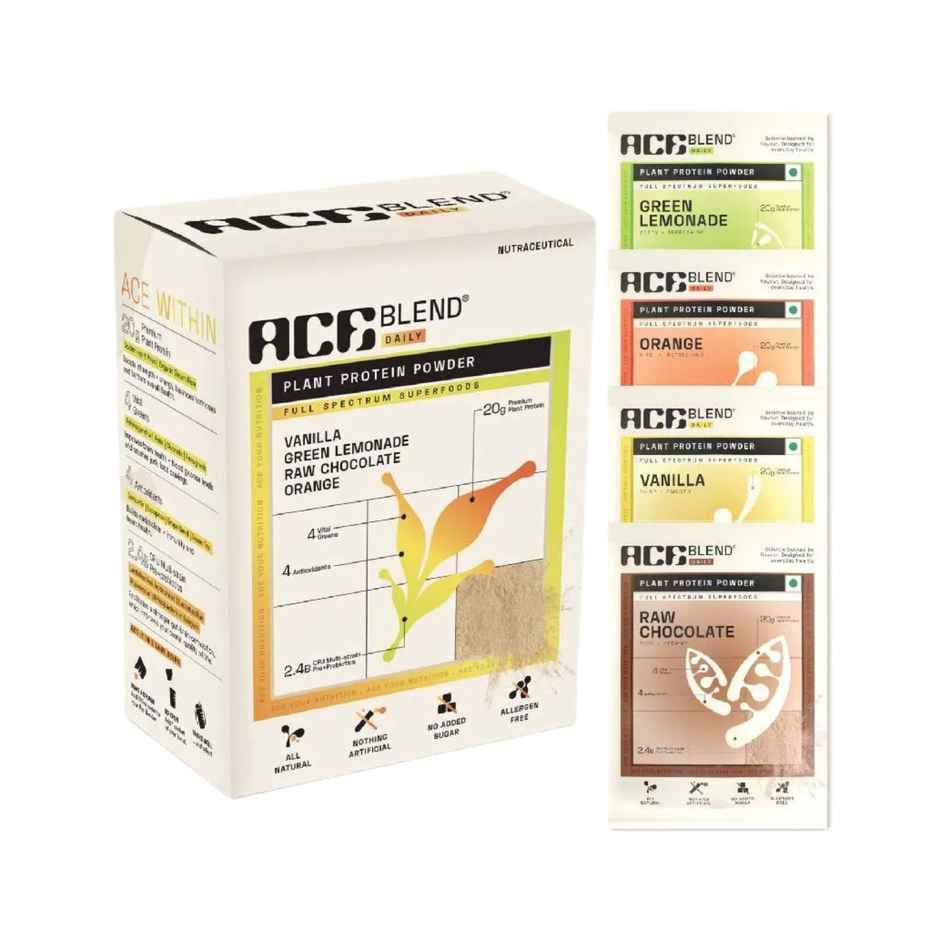 Ace Blend Daily Plant Protein | Assorted Pack of 4 Flavours | Everyday Nutrition