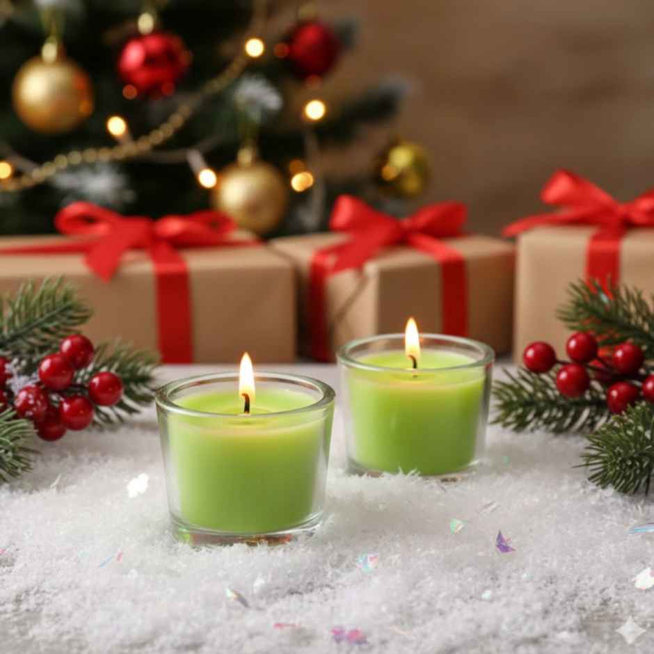 Scented Glass Votive Candles | Lemon Grass | Pack of 3 | Home Decor | Samsidhi